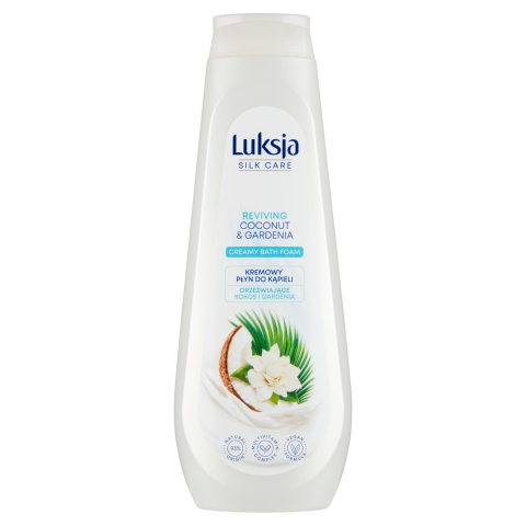 Luksja Silk Care Kremowy płyn do kąpieli orzeźwiające kokos i gardenia 900 Luksja Silk Care Kremowy płyn do kąpieli orzeźwiające kokos i gardenia 900