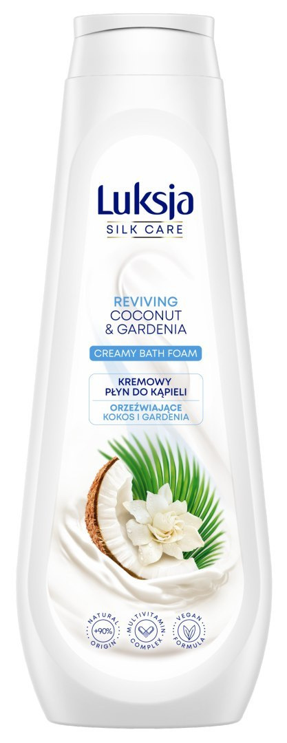 Luksja Silk Care Kremowy płyn do kąpieli orzeźwiające kokos i gardenia 900 Luksja Silk Care Kremowy płyn do kąpieli orzeźwiające kokos i gardenia 900