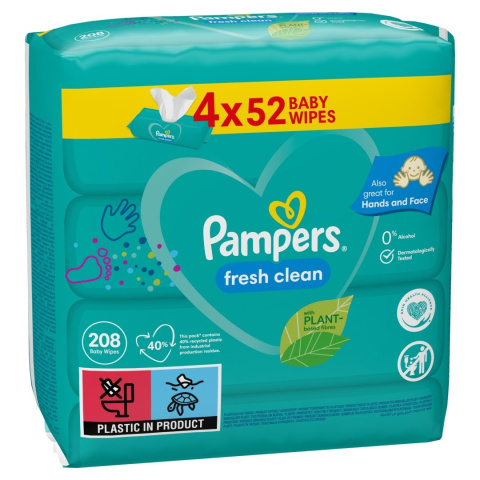 Pampers Fresh Clean Chusteczki Nawilżane 4x52SZT (208 szt) Pampers Fresh Clean Chusteczki Nawilżane 4x52SZT (208 szt)