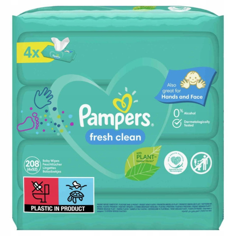 Pampers Fresh Clean Chusteczki Nawilżane 4x52SZT (208 szt) Pampers Fresh Clean Chusteczki Nawilżane 4x52SZT (208 szt)