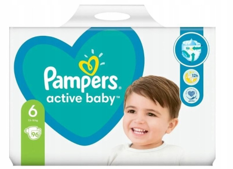 PIELUSZKI 96 SZT PAMPERS ACTIVE BABY ROZMIAR 6 PIELUSZKI 96 SZT PAMPERS ACTIVE BABY ROZMIAR 6