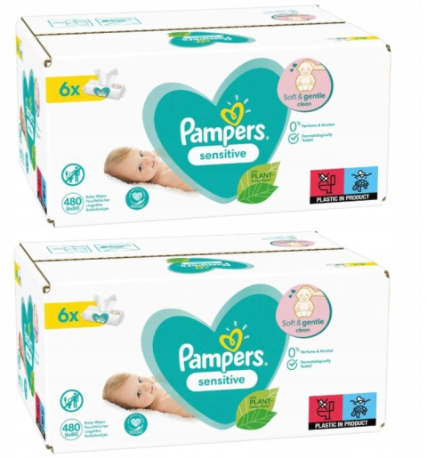 Pampers Sensitive chusteczki nawilżane 12x80 szt Pampers Sensitive chusteczki nawilżane 12x80 szt