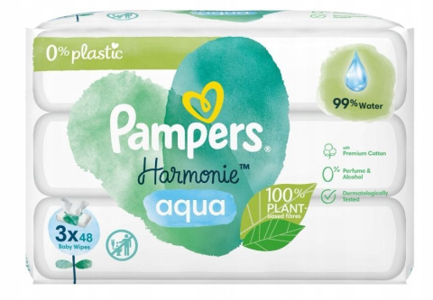 Pampers Harmonie chusteczki nawilżane 3x48 szt Pampers Harmonie chusteczki nawilżane 3x48 szt