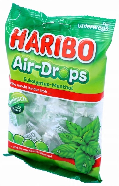 Haribo Cukierki gumowe żelki 100g DE Mentol Eukaliptus Miętowe Air-Drops Haribo Cukierki gumowe żelki 100g DE Mentol Eukaliptus Miętowe Air-Drops