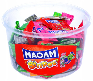 Maoam Stripes Haribo Gumy Rozpuszczalne 700g 100 sztuk Owocowe Niemieckie