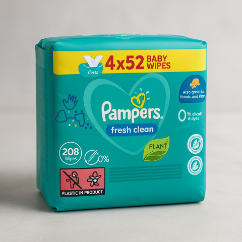 Pampers Fresh Clean Chusteczki Nawilżane 4x52SZT (208 szt) Pampers Fresh Clean Chusteczki Nawilżane 4x52SZT (208 szt)