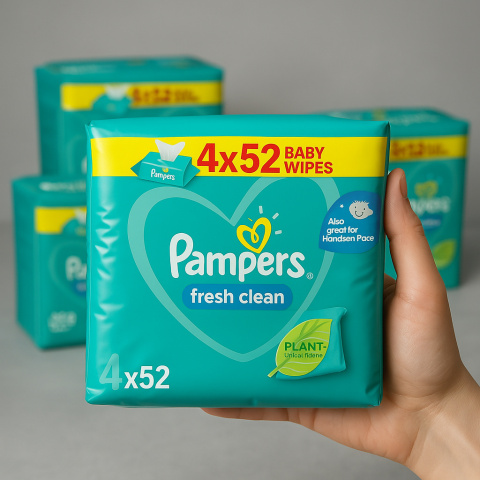 Pampers Fresh Clean chusteczki nawilżane 4x52 szt Pampers Fresh Clean chusteczki nawilżane 4x52 szt