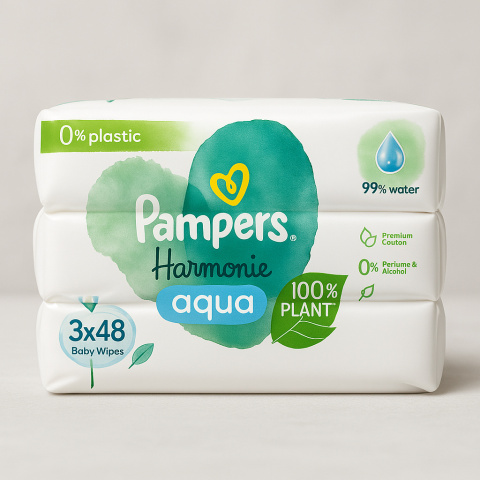 Pampers Harmonie chusteczki nawilżane 3x48 szt Pampers Harmonie chusteczki nawilżane 3x48 szt