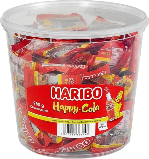 Żelki Haribo Happy Cola 100 mini torebek 980g Żelki Haribo Happy Cola 100 mini torebek 980g