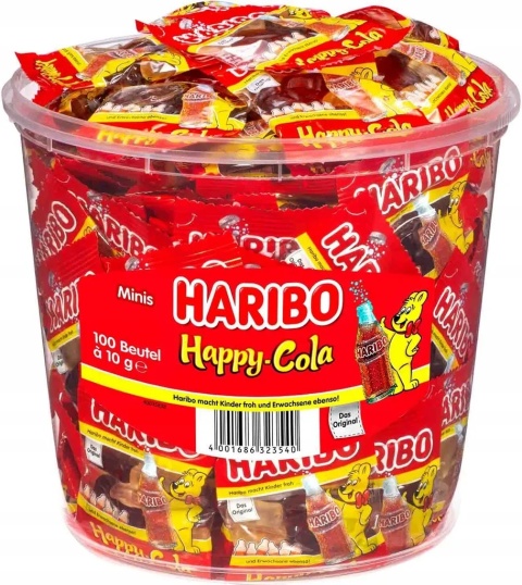 Żelki Haribo Happy Cola 100 mini torebek 980g Żelki Haribo Happy Cola 100 mini torebek 980g