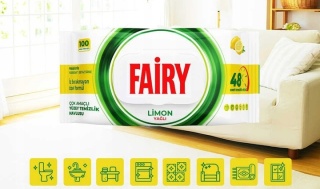 Fairy Chusteczki Czyszczące Uniwersalne Lemon 100 sztuk cytrynowe