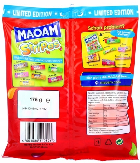 Gumy Owocowe HARIBO MaoaM Stripes 175 g DE