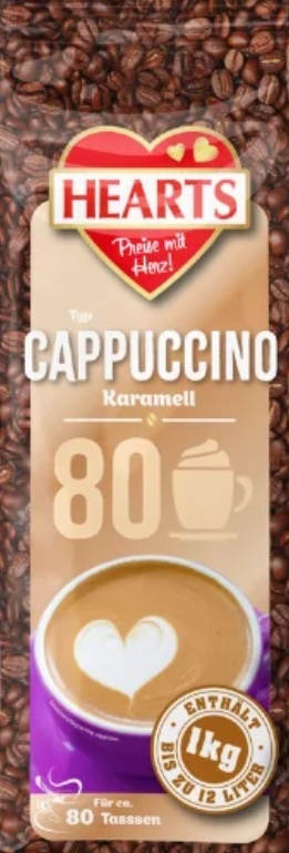 Hearts Cappuccino Caramel 1kg kawa rozpuszczalna smak karmelowy
