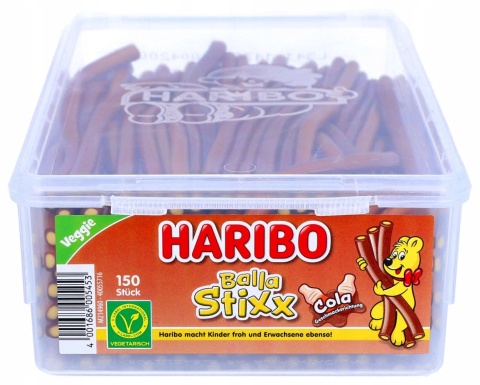Haribo Balla Stixx Cola 150 szt. 1125g żelki colowe bez żelatyny Haribo Balla Stixx Cola 150 szt. 1125g żelki colowe bez żelatyny