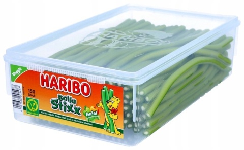 Haribo Balla Stixx Jabłkowe 150 szt. 1125g żelki o smaku jabłka, bez żelatyny Haribo Balla Stixx Jabłkowe 150 szt. 1125g żelki o smaku jabłka, bez żelatyny
