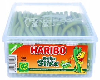 Haribo Balla Stixx Jabłkowe 150 szt. 1125g żelki o smaku jabłka, bez żelatyny