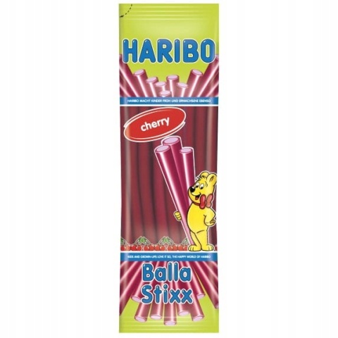 Haribo Balla Stix Wiśniowe 200g - Owocowe pałeczki o intensywnym wiśniowym smaku Haribo Balla Stix Wiśniowe 200g - Owocowe pałeczki o intensywnym wiśniowym smaku