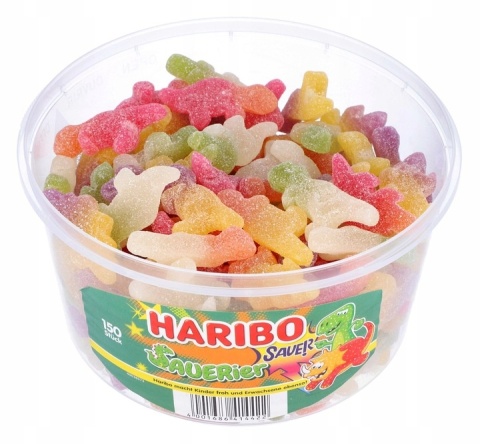 Haribo Żelki Dinozaury Sauerier 1350 g - Oryginalne kwaśne żelki z Niemiec Haribo Żelki Dinozaury Sauerier 1350 g - Oryginalne kwaśne żelki z Niemiec
