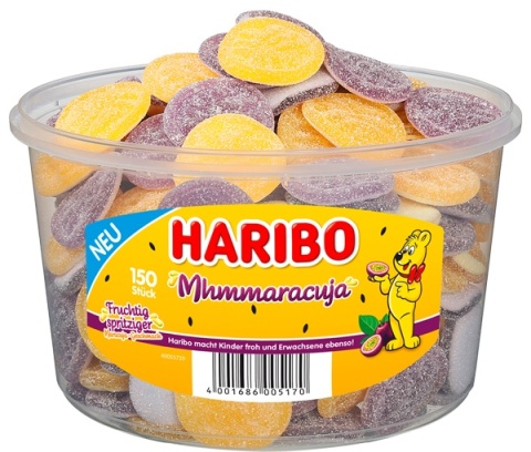 Haribo Żelki Owocowe Mhmmaracuja 150 szt. 1200 g - Oryginalne niemieckie wiaderko Haribo Żelki Owocowe Mhmmaracuja 150 szt. 1200 g - Oryginalne niemieckie wiaderko