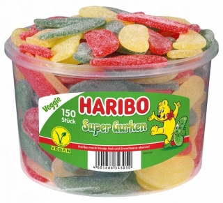 Haribo Żelki Super Gurken 1,35 kg Kwaśne owocowe ogórki