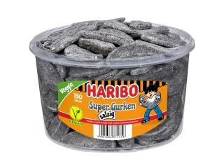 Haribo Żelki Super Gurken Salzig 1350 g niemieckie żelki słone ogórki lukrecjowe