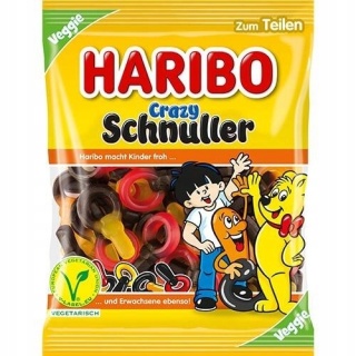 Haribo Crazy Schnuller Żelki 175 g - Owocowo-lukrecjowe smoczki z Niemiec