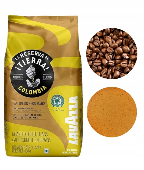 Lavazza Tierra Colombia kawa ziarnista 1 kg 100% Arabica średnie palenie owocowo kwiatowy aromat