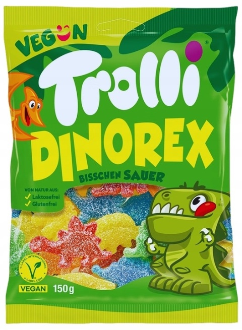 Trolli Dinorex żelki kwaśne 150 g wegańskie kolorowe dinozaury