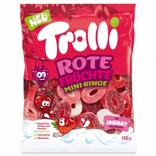 Trolli Rote Früchte Mini-Ringe żelki czerwone owoce 150 g truskawka wiśnia malina jogurt
