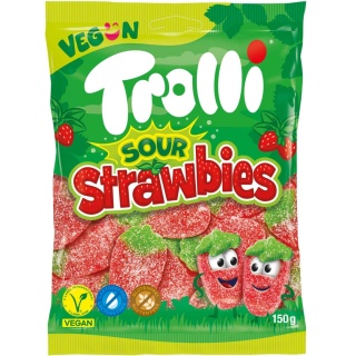Trolli Sour Strawbies Żelki 150 g - Kwaśna truskawkowa przyjemność bez żelatyny