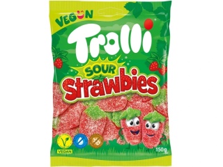 Trolli Sour Strawbies kwaśne żelki truskawkowe 150 g wegańskie