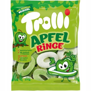 Trolli Żelki Jabłkowe Apfel Ringe 150 g, kwaśne kółka z witaminami