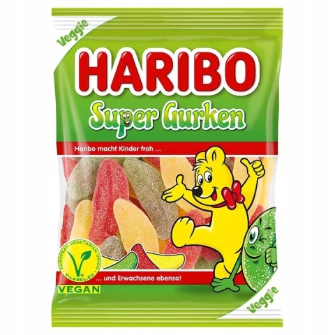 Żelki Haribo Super Gurken owocowe 175 g - Wegańska przyjemność owocowa prosto z Niemiec Żelki Haribo Super Gurken owocowe 175 g - Wegańska przyjemność owocowa prosto z Niemiec