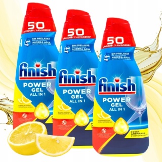 Finish All In 1 Max Power Gel Lemon żel do zmywarki zestaw 3 x 1 l (150 myć)
