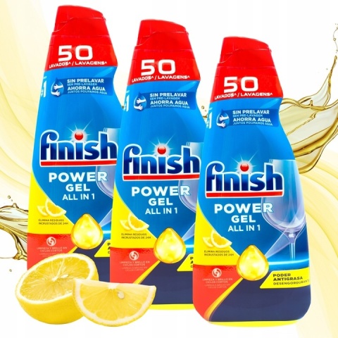 Finish All In 1 Max Power Gel Lemon żel do zmywarki zestaw 3 x 1 l (150 myć)