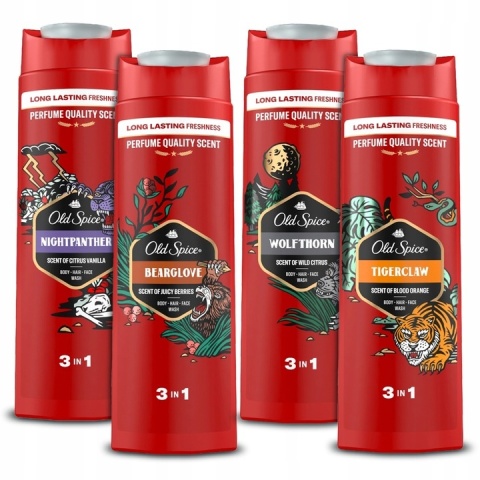 Old Spice zestaw żeli pod prysznic i szamponów dla mężczyzn 3w1 mix 4 x 400 ml