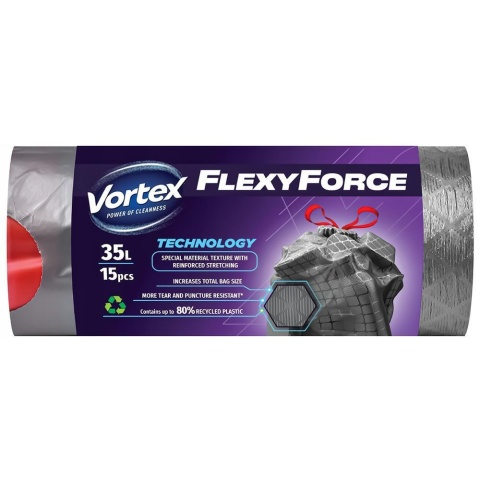 VORTEX worki na śmieci 35L stalowe z taśmą 15 szt