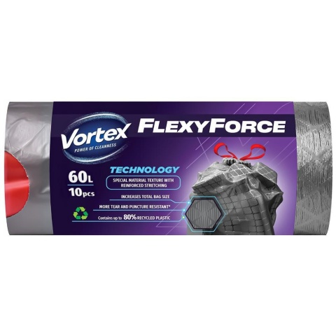 VORTEX worki na śmieci 60L stalowe z taśmą 10 szt