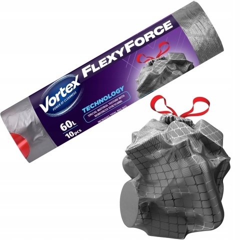 VORTEX worki na śmieci 60L stalowe z taśmą 10 szt