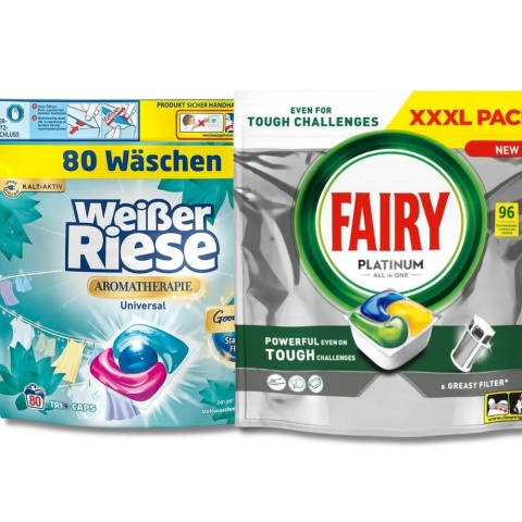 Zestaw kapsułek do prania i zmywarki Weisser Riese & Fairy 176 sztuk