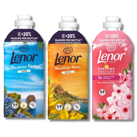 Zestaw płynów do płukania Lenor 3w1 177 prań Capri + Sicily + Cherry Blossom Sage