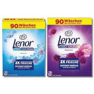 Zestaw proszków do prania Lenor 2w1 180 prań Color Amethyst Blütentraum + Universal Aprilfrisch 2 x 4,95 kg