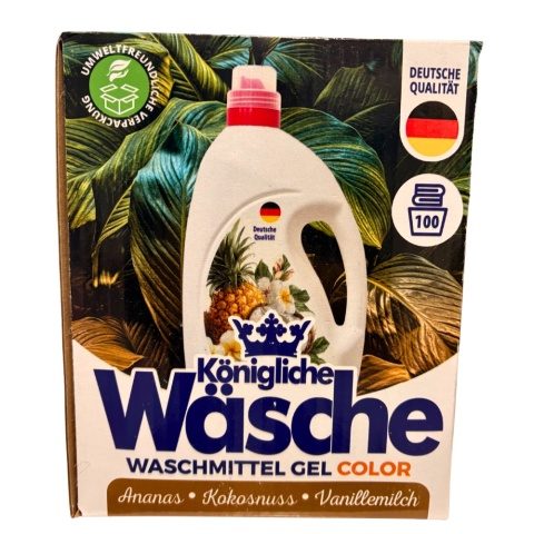 Königliche Wäsche żel do prania kolorów 3 l 100 prań pudełko z lejkiem ananas kokos wanilia