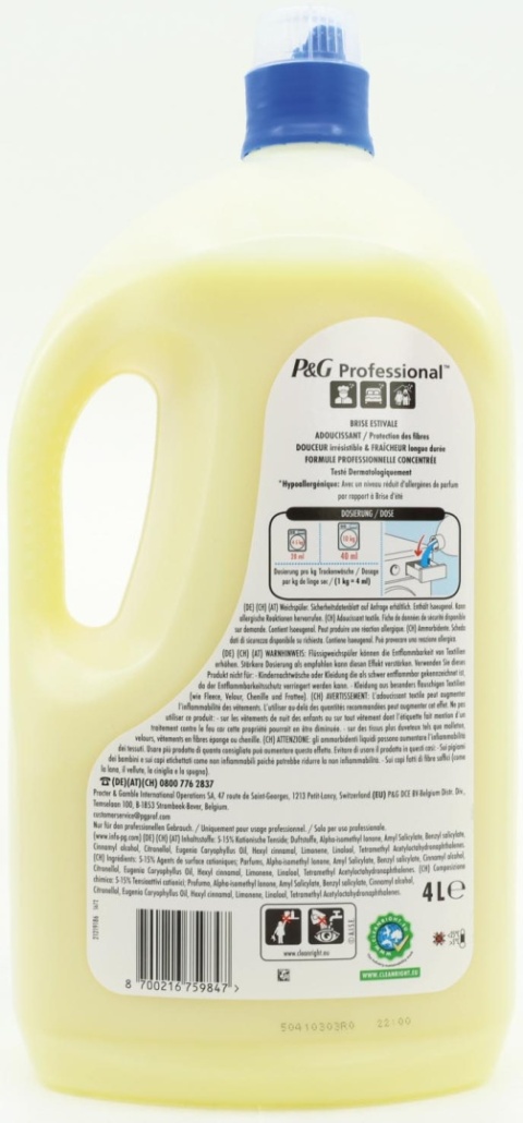 Lenor Professional Sommerbrise 4 l - Płyn do płukania tkanin, 200 prań, koncentrat