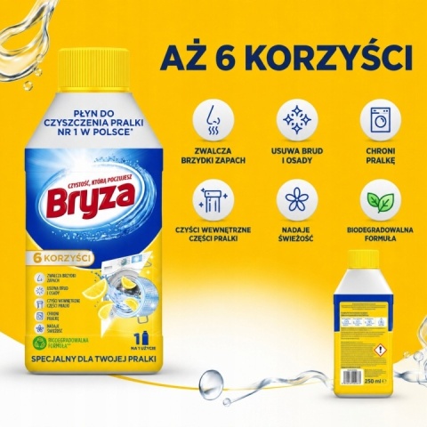 Bryza Lemon płyn do czyszczenia pralki 250 ml - usuwa brud i osady