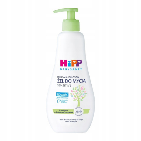 HiPP delikatny żel do mycia ciała i włosów z pompką 400ml HiPP delikatny żel do mycia ciała i włosów z pompką 400ml