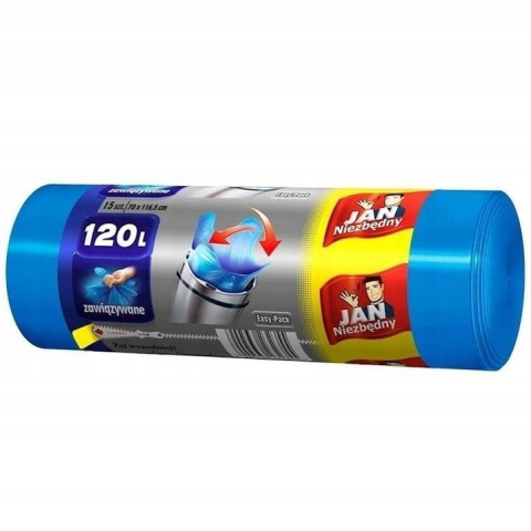 Jan Niezbędny EASY PACK ZAWIĄZYWANE NIEBIESKIE WORKI NA ŚMIECI 120L 15SZTUK Jan Niezbędny EASY PACK ZAWIĄZYWANE NIEBIESKIE WORKI NA ŚMIECI 120L 15SZTUK