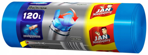 Jan Niezbędny EASY PACK ZAWIĄZYWANE NIEBIESKIE WORKI NA ŚMIECI 120L 15SZTUK Jan Niezbędny EASY PACK ZAWIĄZYWANE NIEBIESKIE WORKI NA ŚMIECI 120L 15SZTUK