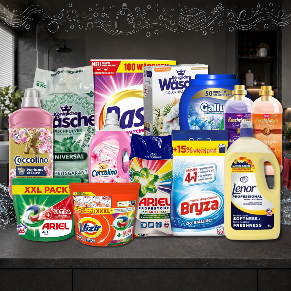 Środki do prania i chemia do prania - proszki, kapsułki, płyny i produkty do pielęgnacji tkanin